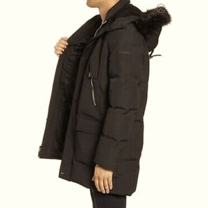 KARL LAGERFELD PARIS Faux Fur Trim Down & Feather Quilted Parka